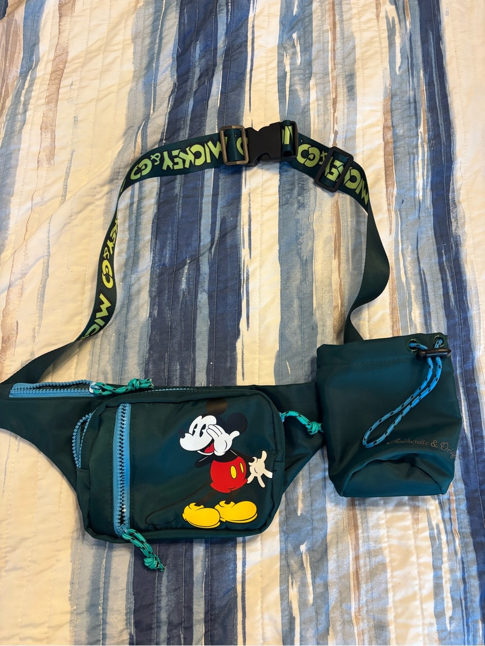 Disney Mickey Mouse Teal Belt Bag with Pouch
